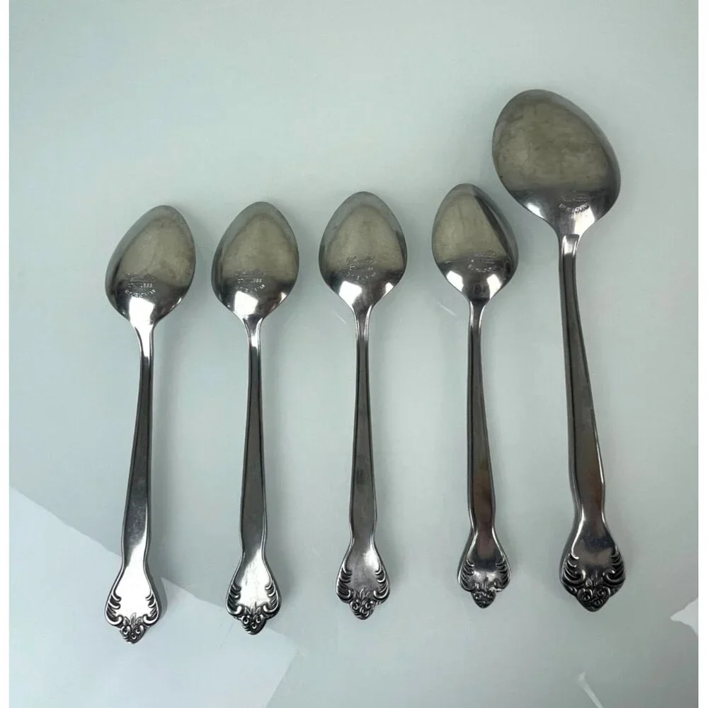 Set of 4 + 1 Serving Versailles Stainless Steel MSI Made in Japan Spoons 6.5
